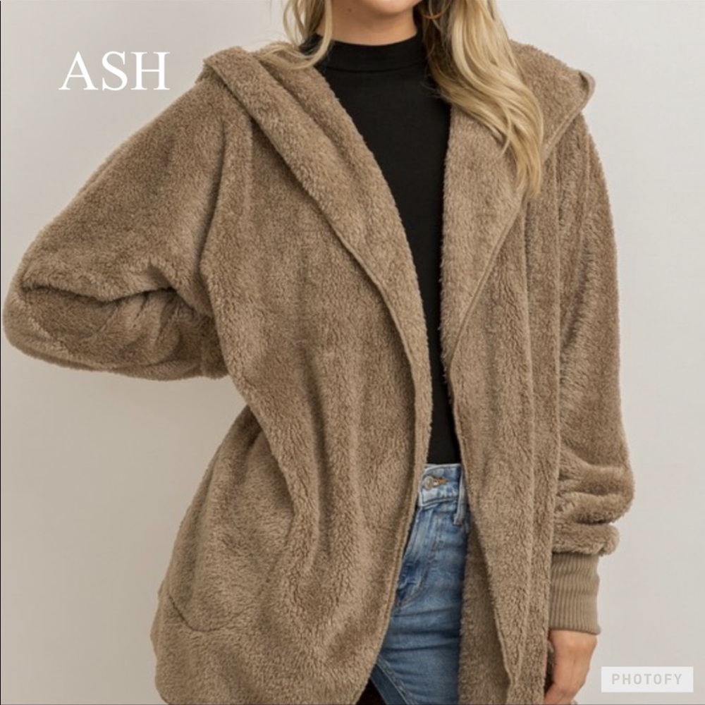 New Faux Fur Sherpa Hoodie Jacket Coat Cardigan - Picture 3 of 9